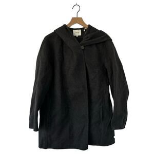 NEW Vince Hooded Wool Blend Coat Heather Charcoal